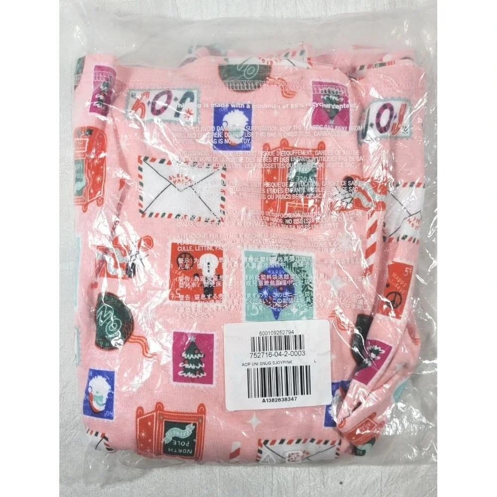 Old Navy Kids Unisex Snug Fit PJ Set - Pink Hoilday Delivery - Size Large (10)